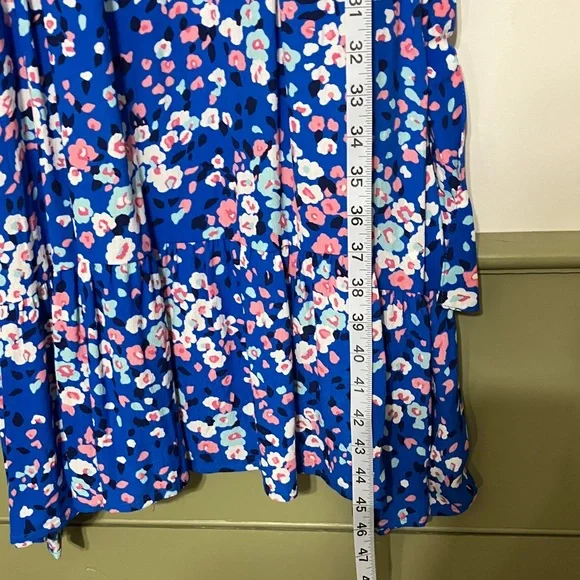 New Talbots Blue and Pink Floral Long Sleeve Dress Size XL - Picture 8 of 12